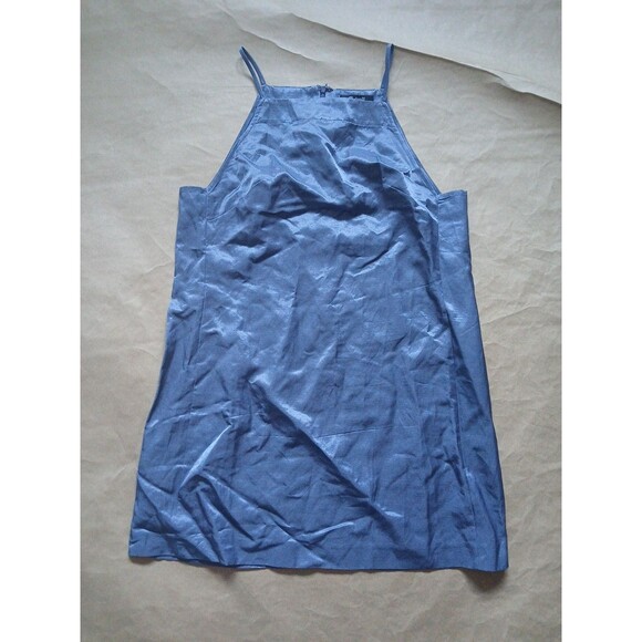 Madewell Dresses & Skirts - Madewell Mini Dress Womens 8 Blue Metallic Linen Blend Futuristic Aesthetic